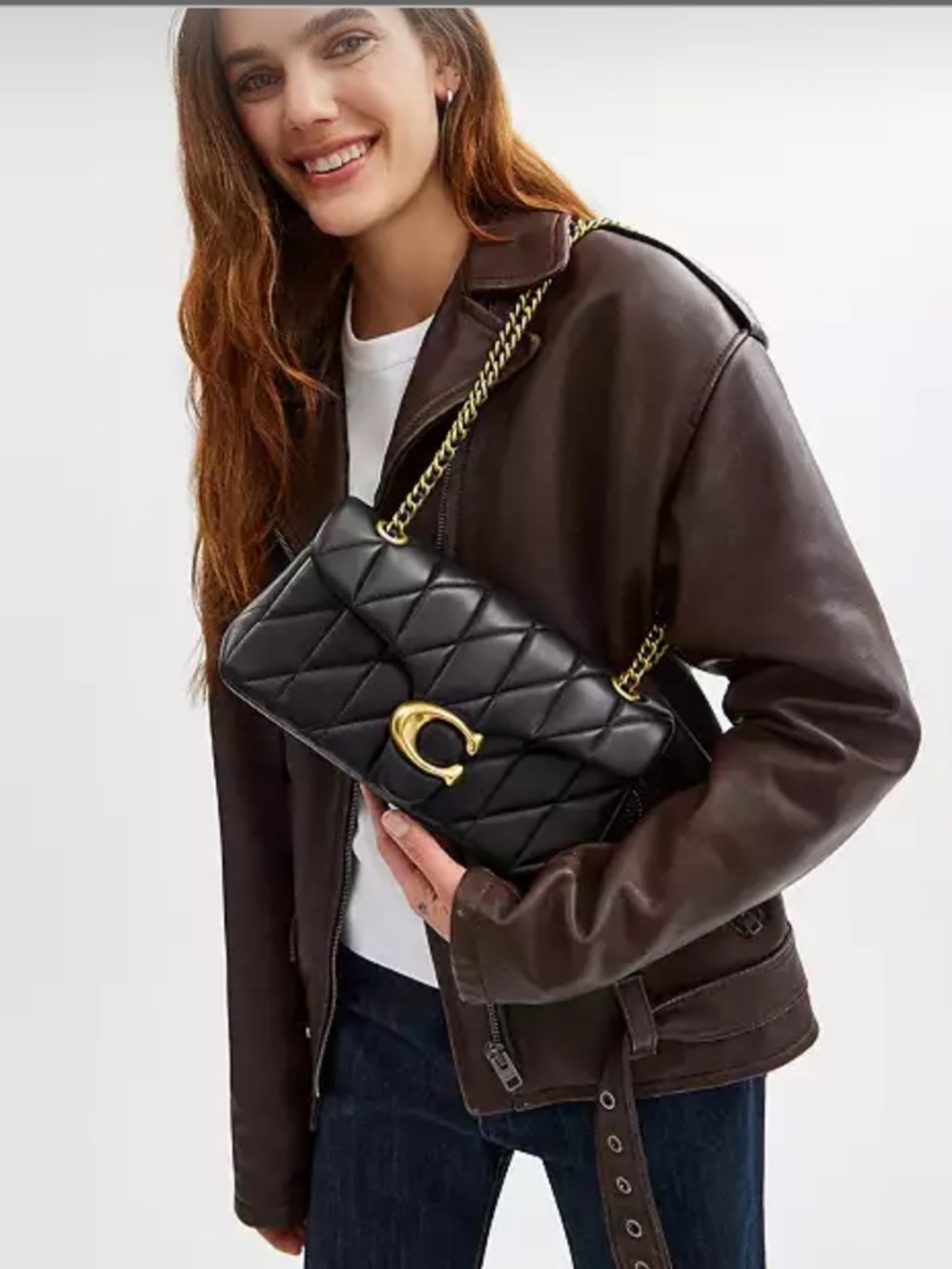 Coach Quilted Tabby 26 Black Leather Shoulder Bag with Gold Hardware - Picture 2 of 14